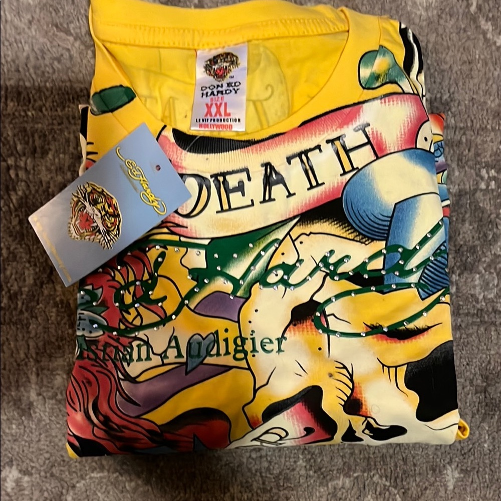 Ed Hardy Yellow Graphic T-Shirt